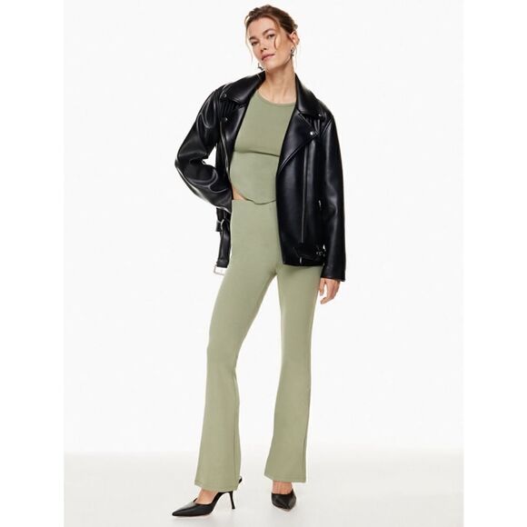 Aritzia Wilfred Flare Pants Candace Womens Size Small Ribbed Stretch Bitter Sage - Picture 5 of 11